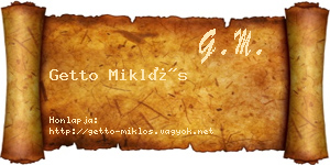Getto Miklós névjegykártya